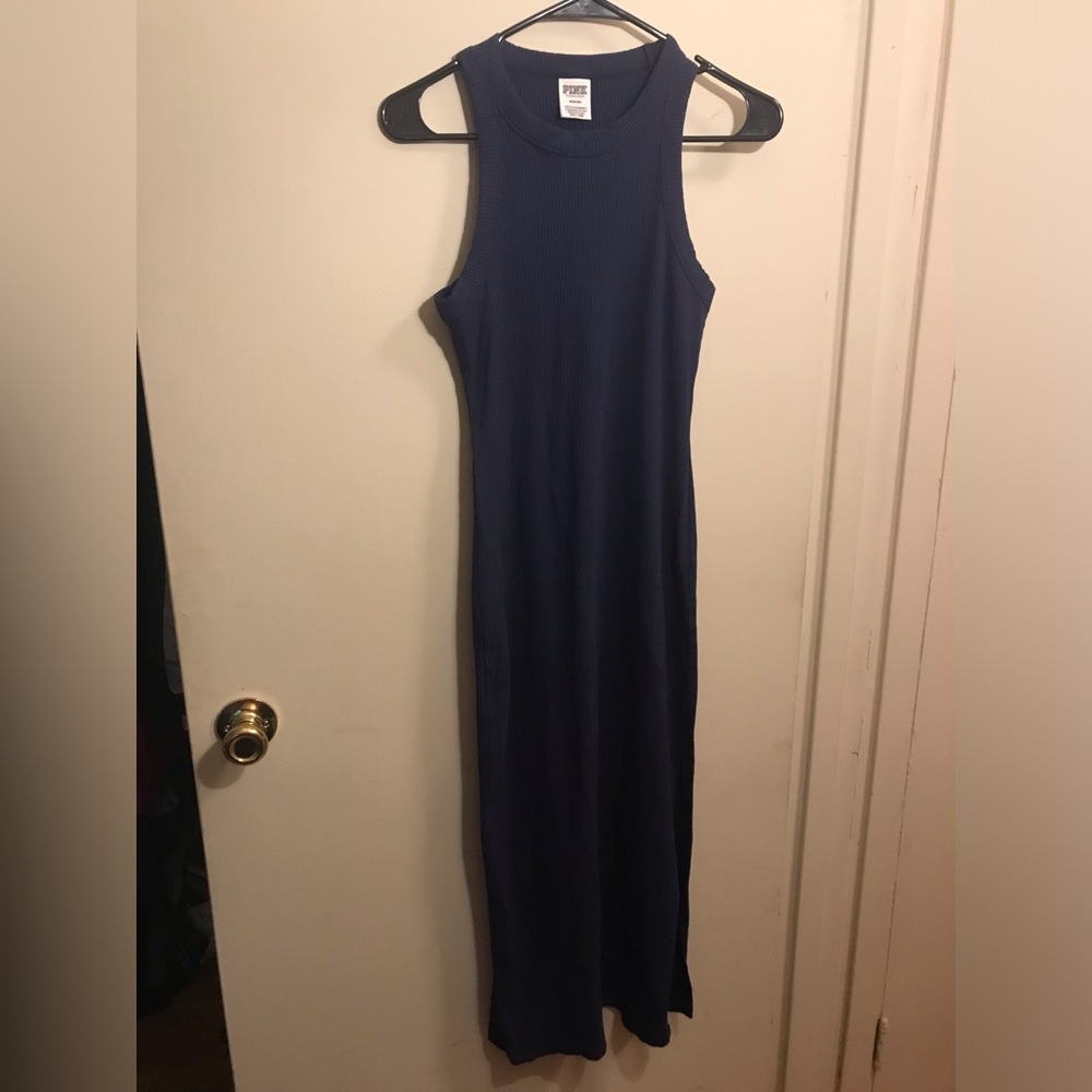 Pink Brand Ribbed Sleeveless Maxi Dress - Navy